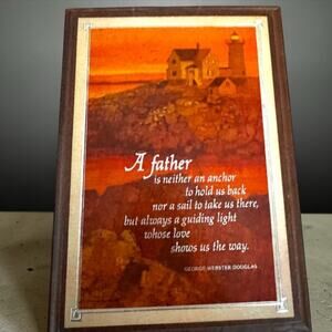Vintage Hallmark Father Lighthouse Plaque George Webster Douglas Quote Wood